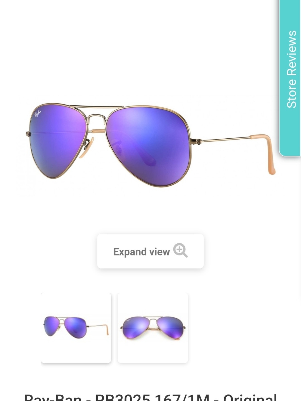 Ray-Ban Gold Frame Sunglasses with Purple Mirrored Lenses